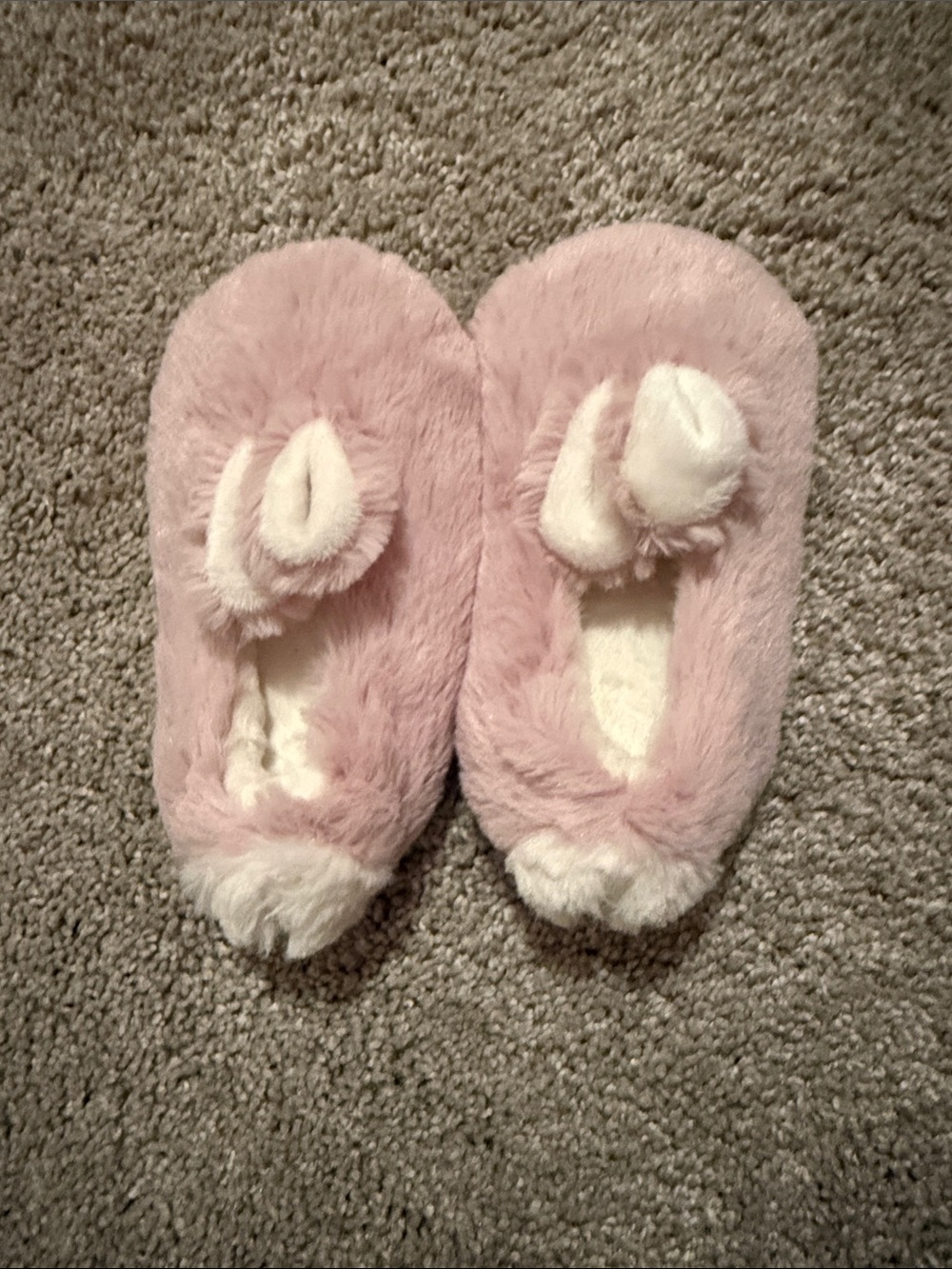 Jamie Kay Plush Pink Kids Slipper Shoes with Pom-Pom Accent- used